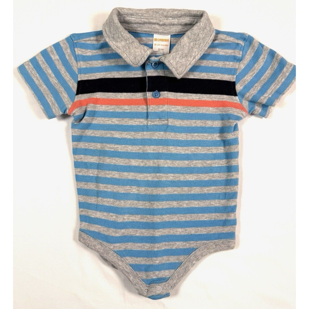 GYMBOREE Baby Boys Striped‎ Polo Bodysuit 18-24 Months Blue Gray
